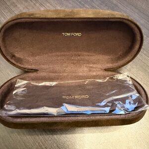 Tom Ford Brown Suede Glasses Case Like New With Cloth and Box